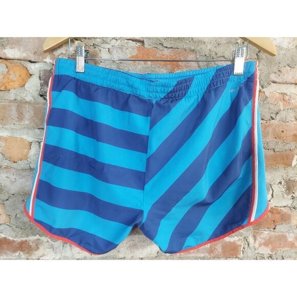 Nike Dri-Fit Running Shorts Womens Sz M Lined Blue Striped Drawstring Elatsic Q - Picture 4 of 4